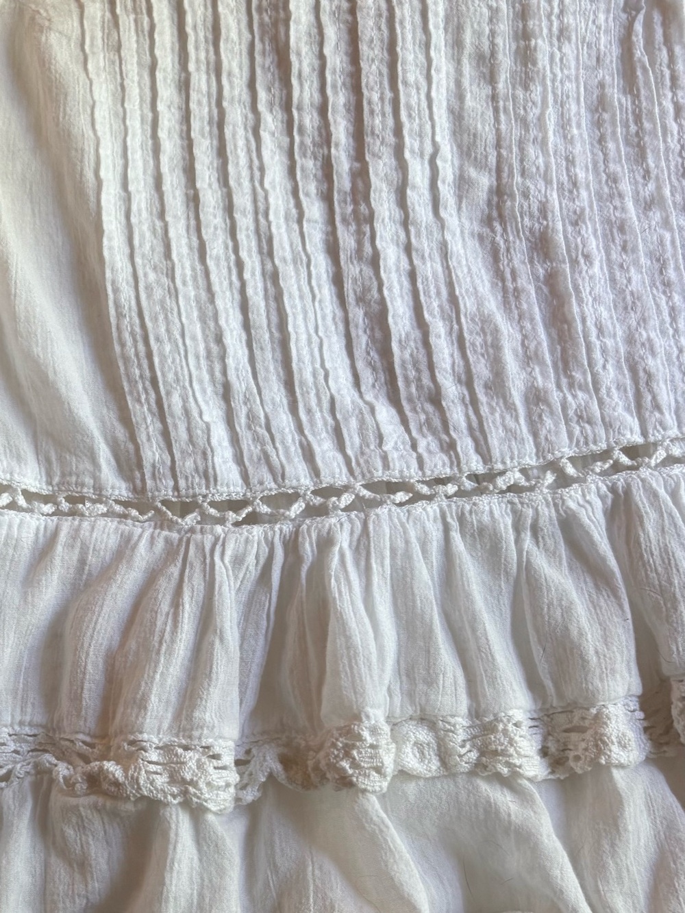 Free People White Lace Pintuck Sleeveless Peplum Blouse - Size Small - Picture 7 of 10